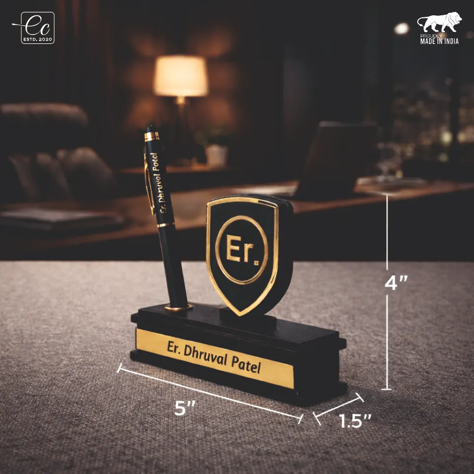 Premium Engineer Theme Desk Organizer with Name & Pen Holder – Personalized